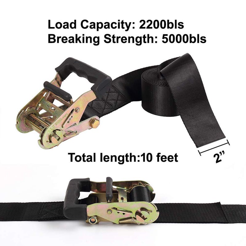 Ayaport Endless Ratchet Tie Down Straps Heavy Duty Cargo Tie Downs, Sturdy Nylon Black Strap Down Ratcheting Securing Straps, Track Spring Fittings, Tie-Down Motorcycles, Trailer Loads, Kayak - Image 3
